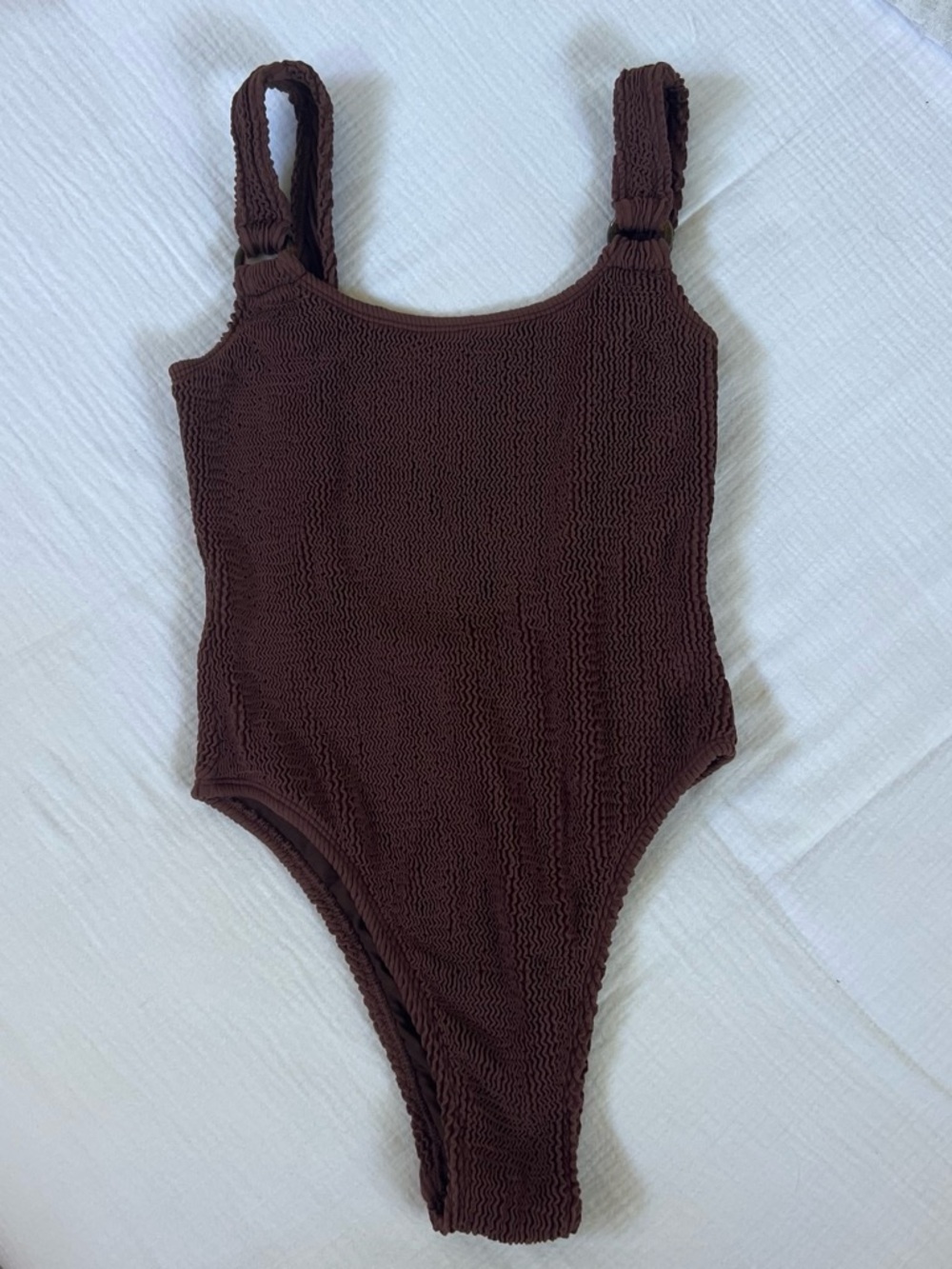 Brown crinkle One-Piece Swimsuit
